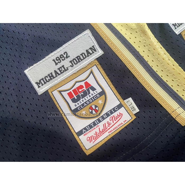 Camiseta USA 1992 Michael Jordan #9 Azul Oro